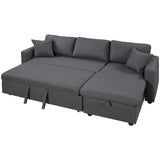 Gray Upholstered Sleeper Sectional Sofa with Storage Space