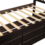 Twin Size Platform Storage Bed Solid Wood Bed with 6 Drawers