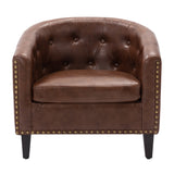 Leather Tufted Barrel ChairTub Chair for Living Room Bedroom Club Chairs