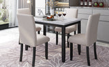 Faux Marble 5-Piece Dining Set Table