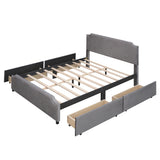 Queen Upholstered Platform Bed and 4 Drawers