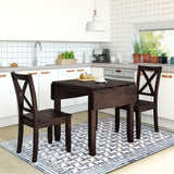 3-Piece Wood Drop Leaf Breakfast Nook Dining Table Set