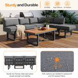 3-Piece Modern Multi-Functional Outdoor Sectional Sofa Set with Height-adjustable Seating and Coffee Table for Patio, Garden and Backyard (Grey)