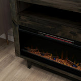 Devine 83 Inch Electric Fireplace TV Console, for TVs up to 95 inches, Charcoal-Brown Finish