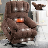 High Back Large Size Chenille Power Lift Recliner Chair with Vibration Massage and Lumbar