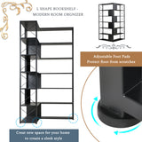 7-Tier Bookcase Home Office Bookshelf L-Shaped Corner