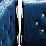 Blue Velvet Sofa with Jeweled buttons