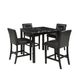 5-Piece Kitchen Table Set Faux Marble Top Counter Height Dining Table Set