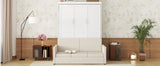 Queen Size Murphy Bed Wall Bed, White