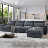 L-Shape Feather Filled Sectional Sofa - Dark Grey