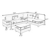 Sectional Sofa with Reversible Chaise, L Shaped  Couch Set with Storage Ottoman and Two Cup Holders for Living Room