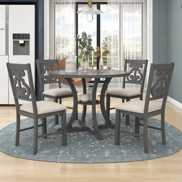 5-Piece Round Dining Table and Chair Set