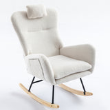 White Rocking Chair with Pocket Soft  Fabric