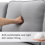 Upholstered Sofa with Console, 2 Cupholders and 2 USB Ports Wired or Wirelessly Charged, Modern Linen Fabric Couches with 4 Pillows