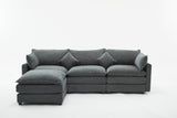 Modular Sectional Sofa,  3-Seater Sofa with Ottoman, Modern L-Shaped Sofa for Living Room Bedroom Apartment