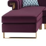 Purple Velvet 7-Seater Sectional Sofa with Reversible Chaise and Storage Ottoman