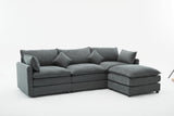 Modular Sectional Sofa,  3-Seater Sofa with Ottoman, Modern L-Shaped Sofa for Living Room Bedroom Apartment