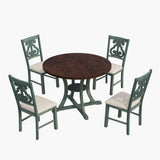 5-Piece Round Dining Table and 4 Fabric Chairs