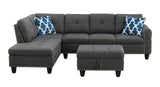 Gray Left Hand Facing Sofa & Chaise with Ottoman