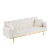 Cream White Convertible Folding Futon Sofa Bed