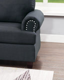 Contemporary 3-pcs Sectional Sofa Ash Black Polyfiber Cushion Sofa Chaise Ottoman Reversible Couch Pillows