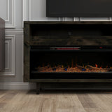 Devine 83 Inch Electric Fireplace TV Console, for TVs up to 95 inches, Charcoal-Brown Finish