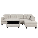 Modern Sectional Sofa with Storage Ottoman, L-Shape Couch