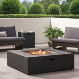 Outdoor Square Propane Fire Pit Table with Tank Holder - Dark Gray