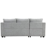 Pull Out Sleeper Sofa L-Shaped Couch Convertible Sofa Bed with Storage Chaise, Storage Racks and USB Ports