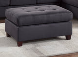 Contemporary 3pc Reversible Sectional Sofa Set W/ Ottoman Ebony Microfiber Cushion Sofa Chaise Ottoman Couch Pillows