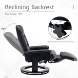 Faux Leather Manual Recliner Swivel Lounge Chair with Footrest