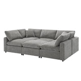 Modular Cloud Sofa Bed, 6 Seat Chenille Sectional Couch Set with Ottoman