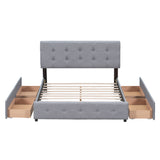 Queen Upholstered Platform Bed and 4 Drawers