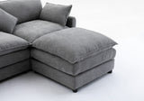 Modular Sectional Sofa,  3-Seater Sofa with Ottoman, Modern L-Shaped Sofa for Living Room Bedroom Apartment