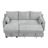 Pull Out Sleeper Sofa L-Shaped Couch Convertible Sofa Bed with Storage Chaise, Storage Racks and USB Ports