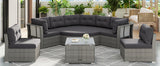 Patio Furniture Set Outdoor Furniture Daybed Rattan Sectional Furniture Set Patio Seating Group With Cushions and Center Table for Patio, Lawn, Backyard, Pool, Grey