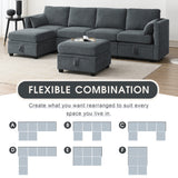 Grey Chenille Modular Sectional Sofa