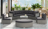 Patio Furniture Set Outdoor Furniture Daybed Rattan Sectional Furniture Set Patio Seating Group With Cushions and Center Table for Patio, Lawn, Backyard, Pool, Grey