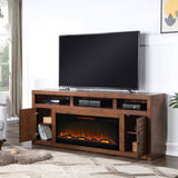 TV Stand Fireplace for TVs up to 95 inches, Minimal Assembly, Whiskey Finish