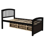 Twin Size Platform Storage Bed Solid Wood Bed with 6 Drawers