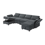 Grey Chenille Modular Sectional Sofa