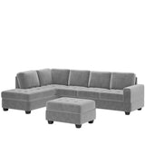 Sectional Sofa with Reversible Chaise, L Shaped  Couch Set with Storage Ottoman and Two Cup Holders for Living Room