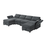 Grey Chenille Modular Sectional Sofa