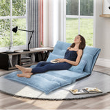 Blue Adjustable Folding Futon Video Gaming Sofa