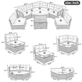 Patio Furniture Set Outdoor Furniture Daybed Rattan Sectional Furniture Set Patio Seating Group With Cushions and Center Table for Patio, Lawn, Backyard, Pool, Grey