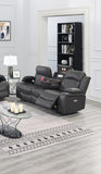 Charcoal Sofa 1pc Contemporary Leatherette Storage Arms w Cup Holder