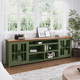 Home Vineyard 96 inch TV Stand Console for TVs up to 100 inches, No Assembly Required, Sage Green and Fruitwood Finish