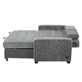 Pull Out Linen Upholstered Sleeper Bed attached two throw pillows, Dual USB Charging Ports