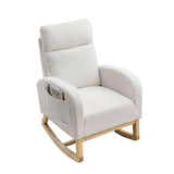 High Backrest Living Room Lounge Arm Rocking Chair with Two Side Pockets