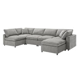 Modular Cloud Sofa Bed, 6 Seat Chenille Sectional Couch Set with Ottoman